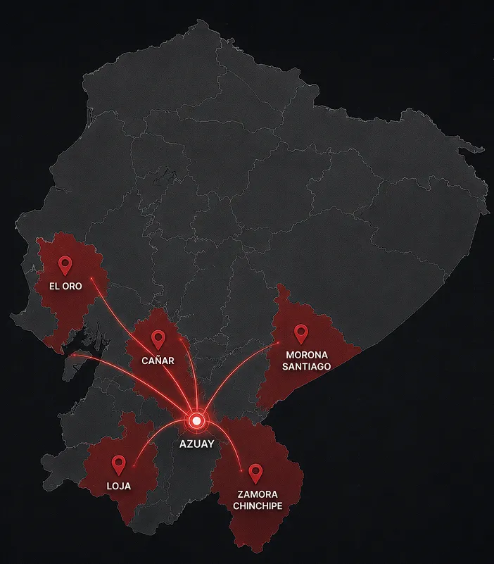 Mapa de cobertura de Aström Ingeniería en Ecuador